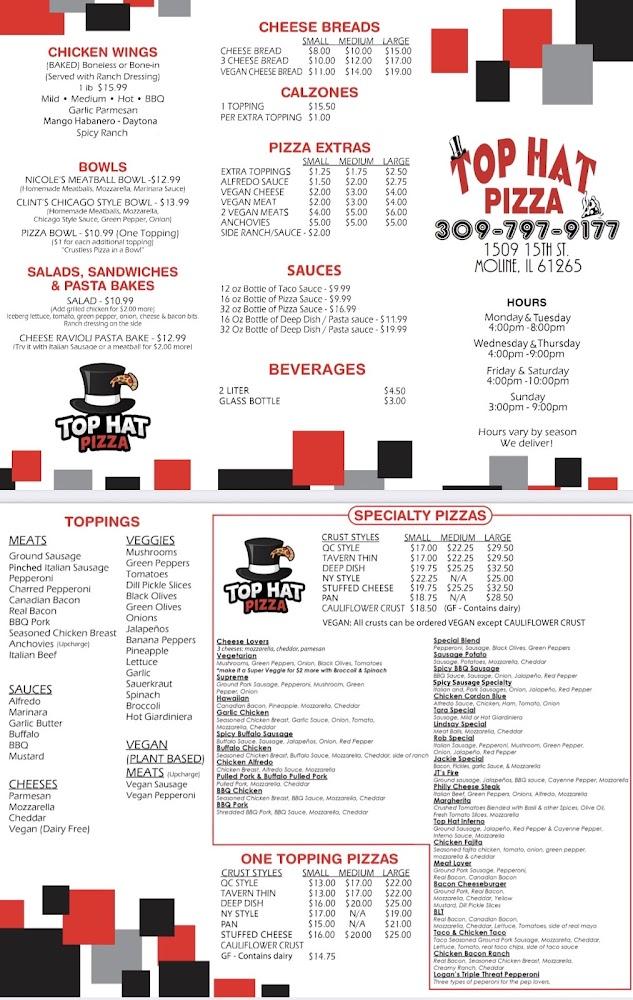 TOP HAT PIZZA Menu image 1